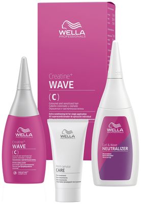 Wella CREATINE+ WAVE Набор для окрашенных и чувствительных волос (лосьон 75 мл, фиксатор 100 мл, уход 30 мл) - вид 1 миниатюра